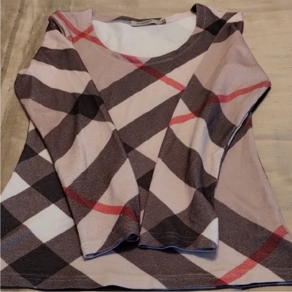 Burberry Checkered Long Sleeve Top - Brown and Red - Picture 7 of 8